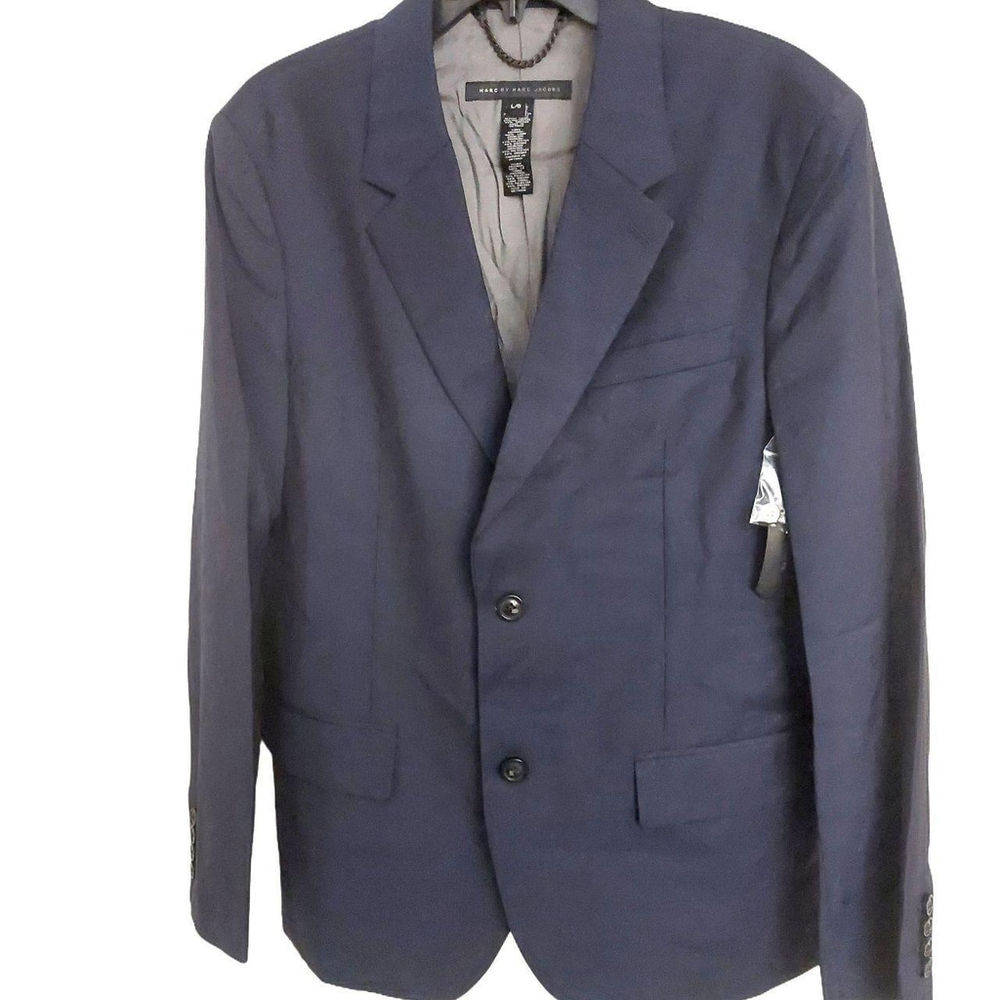 Marc by Marc Jacobs Navy Blue Lined Wool Blazer Suit Jacket Sz Large NWT $448
